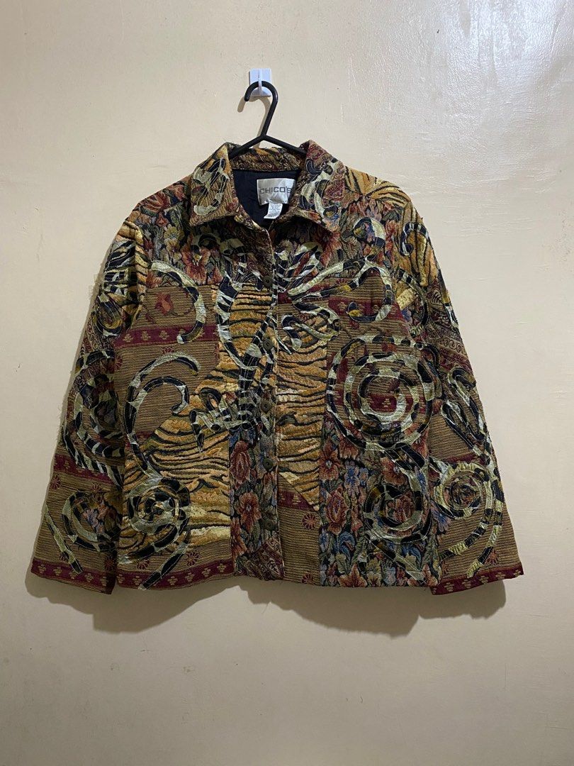 1990’s Chico’s Patchwork Embroidery Jacket vintage (Category: Coats, Jackets and Outerwear) located in Angeles City. Submitted by luigisells (Listing ID 1405890360, Image 2). Description: Size 1 on tag fits M-L Very Good Condition Issue/s: minimal signs of wear MOP: Gcash or Bank Transfer Courier: J&t Express.