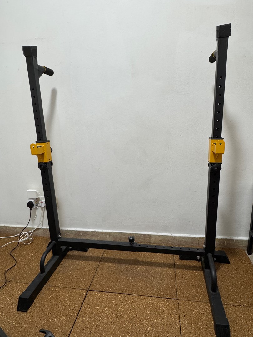Weight Rack Yellow Adjustable Squat Rack - Black and Yellow, Sports Equipment, Exercise ...