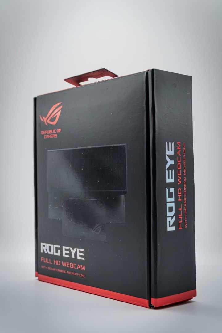 ASUS ROG Eye Webcam (Category: Webcams) located in Silang. Submitted by melstore (Listing ID 1405843096, Image 3). Description: The ASUS ROG Eye Webcam is a compact, foldable FULL HD webcam that you can bring and use anywhere, that features: - Full HD 1080p 60FPS - Beamforming Microphone with Clear and High-Quality Audio Recording - Wide Dynamic Range technology and Blue Glass - Compact and Foldable - Sleek black design - Aluminum-Alloy Base Inte