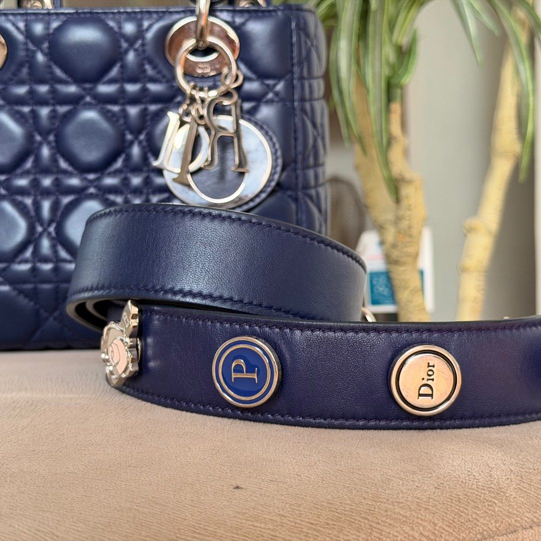 Lady Dior ABC Small Bag Navy Blue (Category: Luxury Bags & Wallets) located in Makati City. Submitted by japankybabies (Listing ID 1405800396, Image 3). Description: For sale Authentic Normal signs of usage Selling it as is .