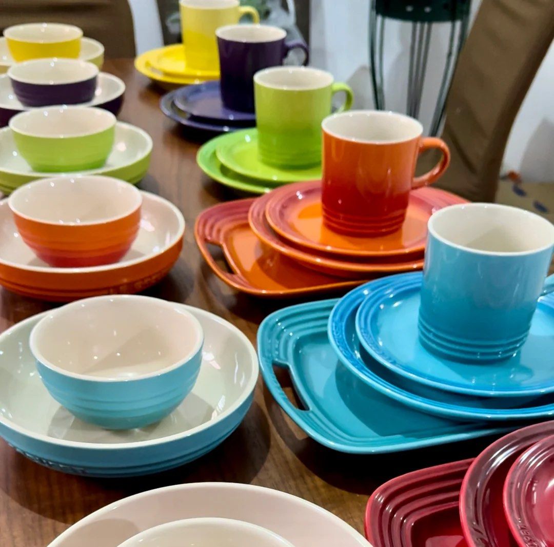 Le Creuset Rainbow Collection (Category: Dinnerware & Cutlery) located in Las Pinas. Submitted by angeltntn (Listing ID 1405882391, Image 2). Description: LE CREUSET RAINBOW COLLECTION Inclusions: invidually boxed sets 6-pc 7” plate set 6-pc 9” plate set 6-pc Rice bowl set 6-pc Serving bowl 6-pc Mug set 3-pc Condiment set with tray platter 5-pc Tea set 3-pc Platter set .
