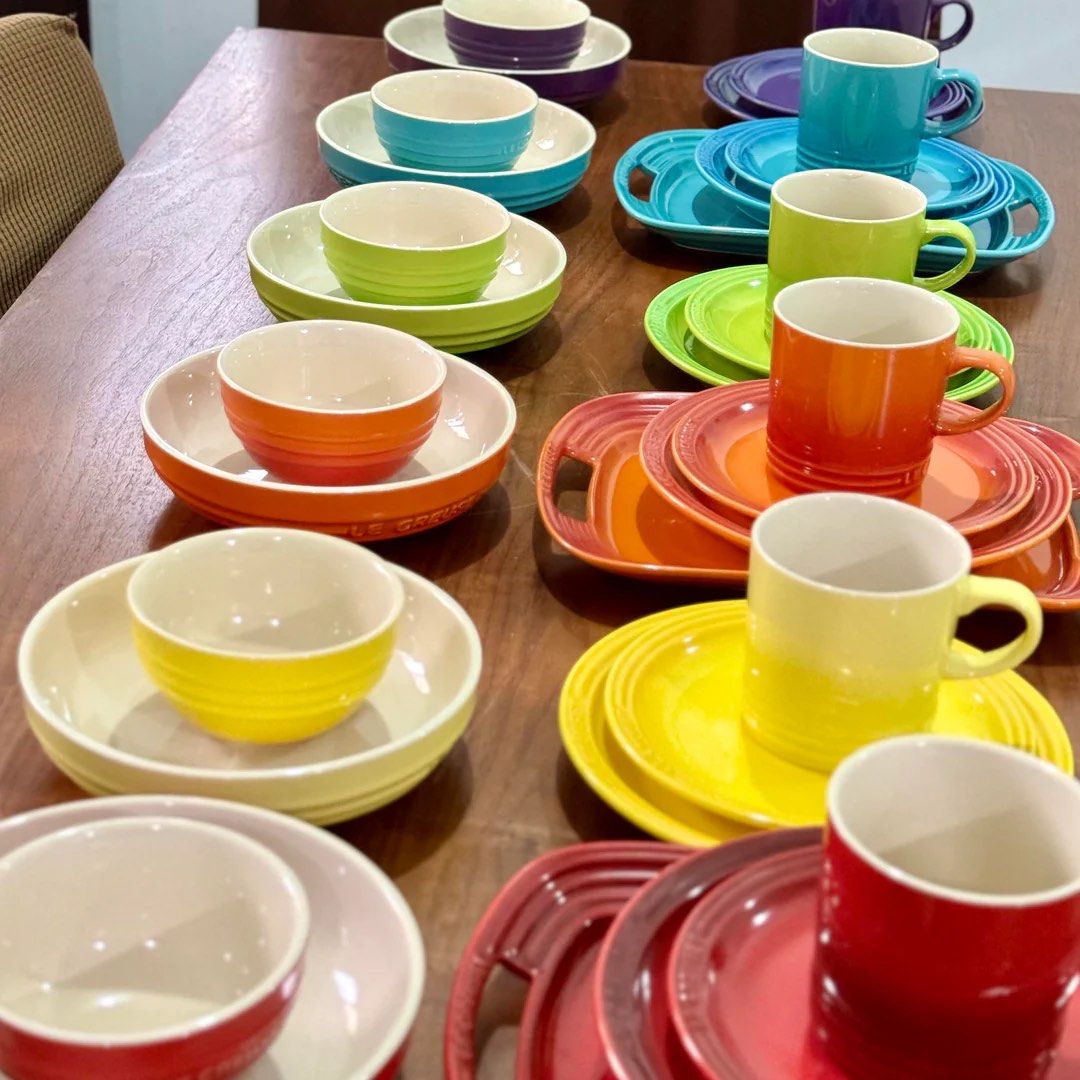 Le Creuset Rainbow Collection (Category: Dinnerware & Cutlery) located in Las Pinas. Submitted by angeltntn (Listing ID 1405882391, Image 1). Description: LE CREUSET RAINBOW COLLECTION Inclusions: invidually boxed sets 6-pc 7” plate set 6-pc 9” plate set 6-pc Rice bowl set 6-pc Serving bowl 6-pc Mug set 3-pc Condiment set with tray platter 5-pc Tea set 3-pc Platter set .
