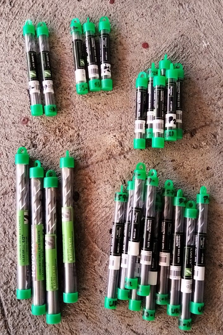 Masonry Drill Bit (Category: Construction Tools & Equipment) located in Iloilo. Submitted by pinspirewitha (Listing ID 1405772308, Image 1). Description: 👉Hoyoma Concrete Drill Bit Granite: 1/8" (3.2mm) Php15 5/32" (4.0mm) Php15 1/4" (6.5mm) Php20 3/8" (9.5mm) Php30 1/2" (150mm) Php55 👉 Eagle Masonry Bit 3/16" Php15 5/16" Php20 3/8" Php30.
