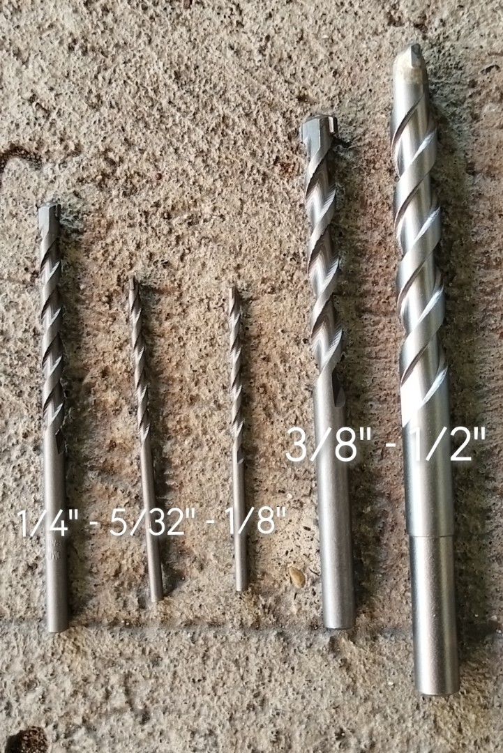 Masonry Drill Bit (Category: Construction Tools & Equipment) located in Iloilo. Submitted by pinspirewitha (Listing ID 1405772308, Image 2). Description: 👉Hoyoma Concrete Drill Bit Granite: 1/8" (3.2mm) Php15 5/32" (4.0mm) Php15 1/4" (6.5mm) Php20 3/8" (9.5mm) Php30 1/2" (150mm) Php55 👉 Eagle Masonry Bit 3/16" Php15 5/16" Php20 3/8" Php30.