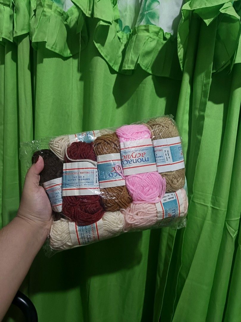 Monaco acrylic yarn bundle TAKE ALL (Category: Craft Supplies & Tools) located in Bacoor. Submitted by pyangg (Listing ID 1405756450, Image 2). Description: Monaco Acrylic yarn bundle TAKE ALL 28 new yarns plus used yarns 18 grams, 4 ply Free used crochet hooks Ideal for knitting and crochet projects selling for 300 php + sf fee payment first before shipping mod: flash or jrs direct loc: Cavite.