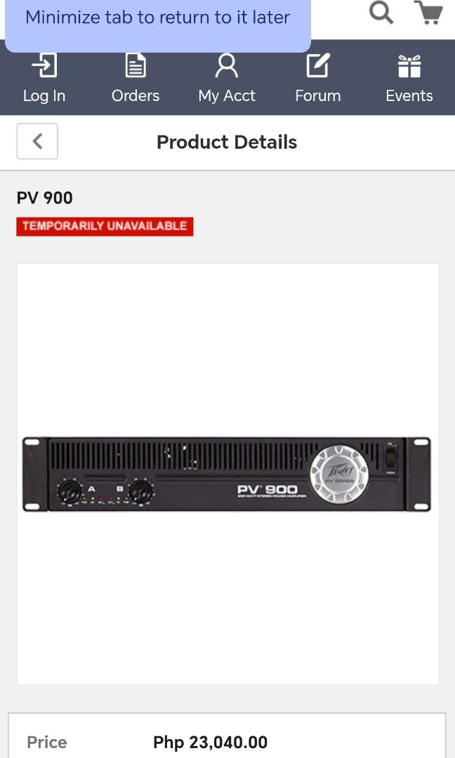 Peavey PV 900 Power Amplifier (Category: Soundbars, Speakers & Amplifiers) located in Manila. Submitted by bojisantos54140 (Listing ID 1405905825, Image 1). Description: - Peavey PV 900 power amplifier - In good working condition made in USA. Contact no. 09464587747.