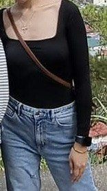 Shein Black Long-sleeved Bodysuit (Category: Longsleeves) located in Pasig City. Submitted by aikasantos (Listing ID 1405833154, Image 3). Description: RFS: Decluttering.