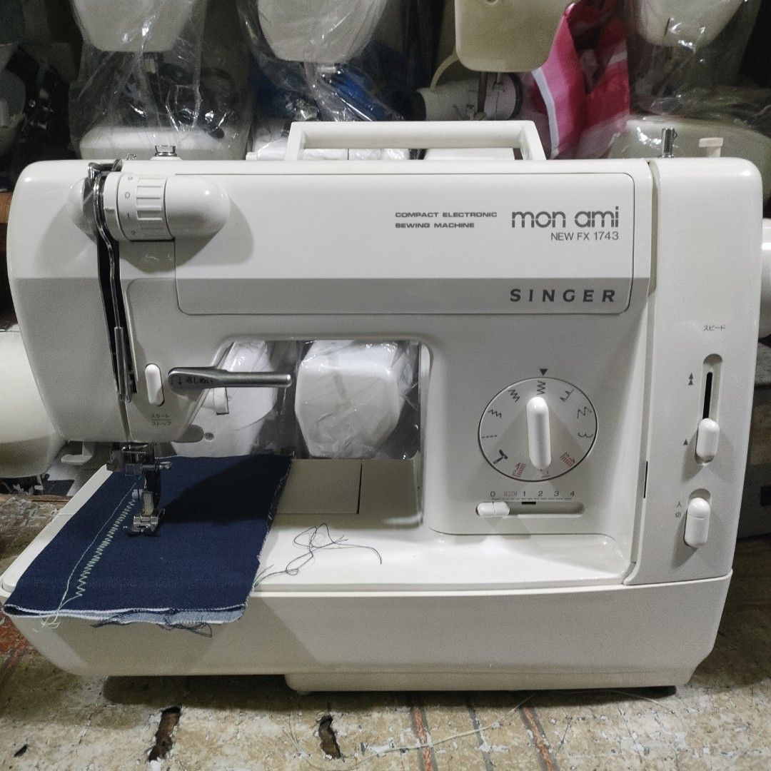 Singer Mon Ami New FX 1743 Sewing Machine (Category: Craft Supplies & Tools) located in Manila. Submitted by faststone-c3c8 (Listing ID 1405786332, Image 2). Description: Singer Mon Ami New FX 1743 compact electronic sewing machine. Features a variety of stitch patterns and speed control. Includes a built-in light for enhanced visibility..
