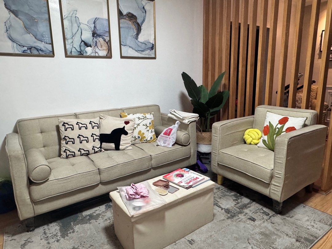 Sofa (Category: Sofas) located in Manila. Submitted by snickers8888 (Listing ID 1405888955, Image 3). Description: Selling 3 and 1 seaters Camrose Sofa from Mandaue Foam. Good as new. With free Sofa cover .