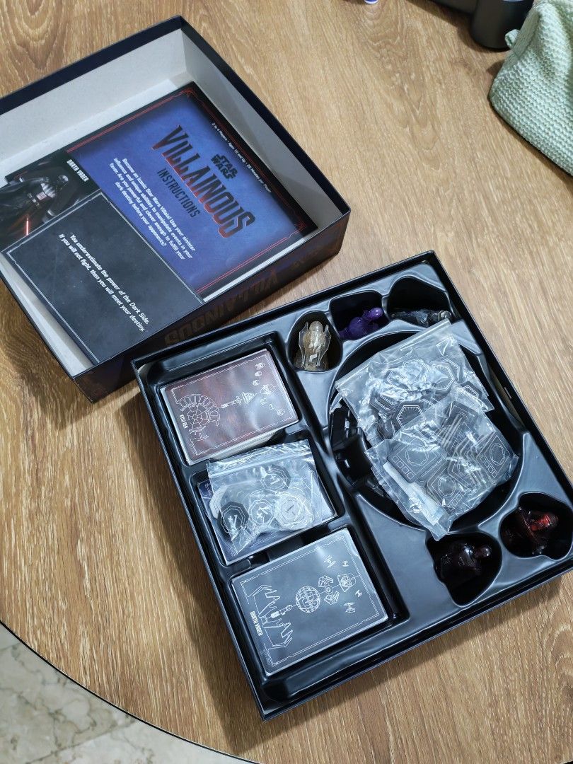 Star Wars Villainous Board Game (Category: Board Games & Puzzles) located in Quezon City. Submitted by bdim013 (Listing ID 1405733729, Image 3). Description: For sale Star Wars Villainous 2-4 players Released 2022 Php 1500 only. Played 3 times only. All cards sleeved. Tokens stored in ziploc bags with silica gel packs. No missing components. No damaged figures, cards, tokens. Stored securely in my board games shelf. ***Minor issue: box cover has 