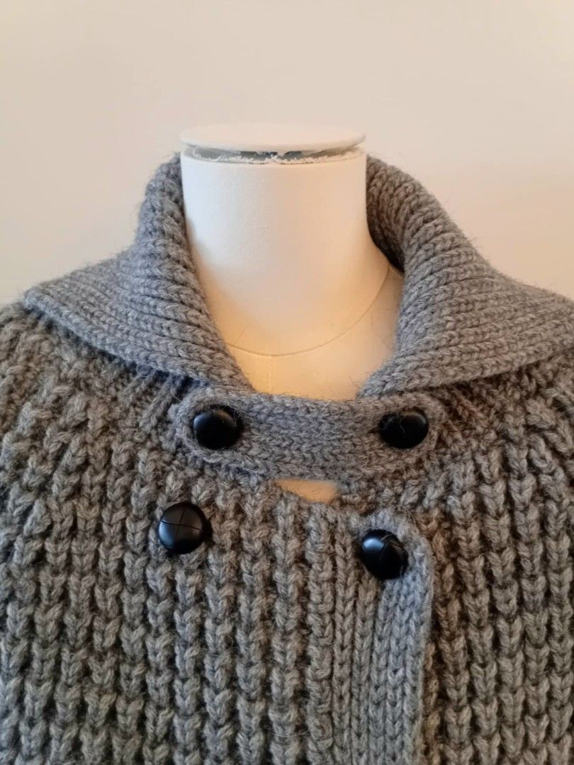VANESSA BRUNO brand-new ATHÉ Gray Knit Cardigan (M) （分類：外套及戶外衣服）位於 Hong Kong。 由 jrtlover 提交（商品編號 1403115835，圖片 7）。簡介： VANESSA BRUNO brand-new ATHÉ Gray Knit Cardigan (M) - From Rue Madame - Features a unique textured knit design, super stylish - Double-breasted front with black buttons, turtleneck design - Two front pockets - Made of a blend of acrylic, alpaca, and wool - Size M - Brand-new。