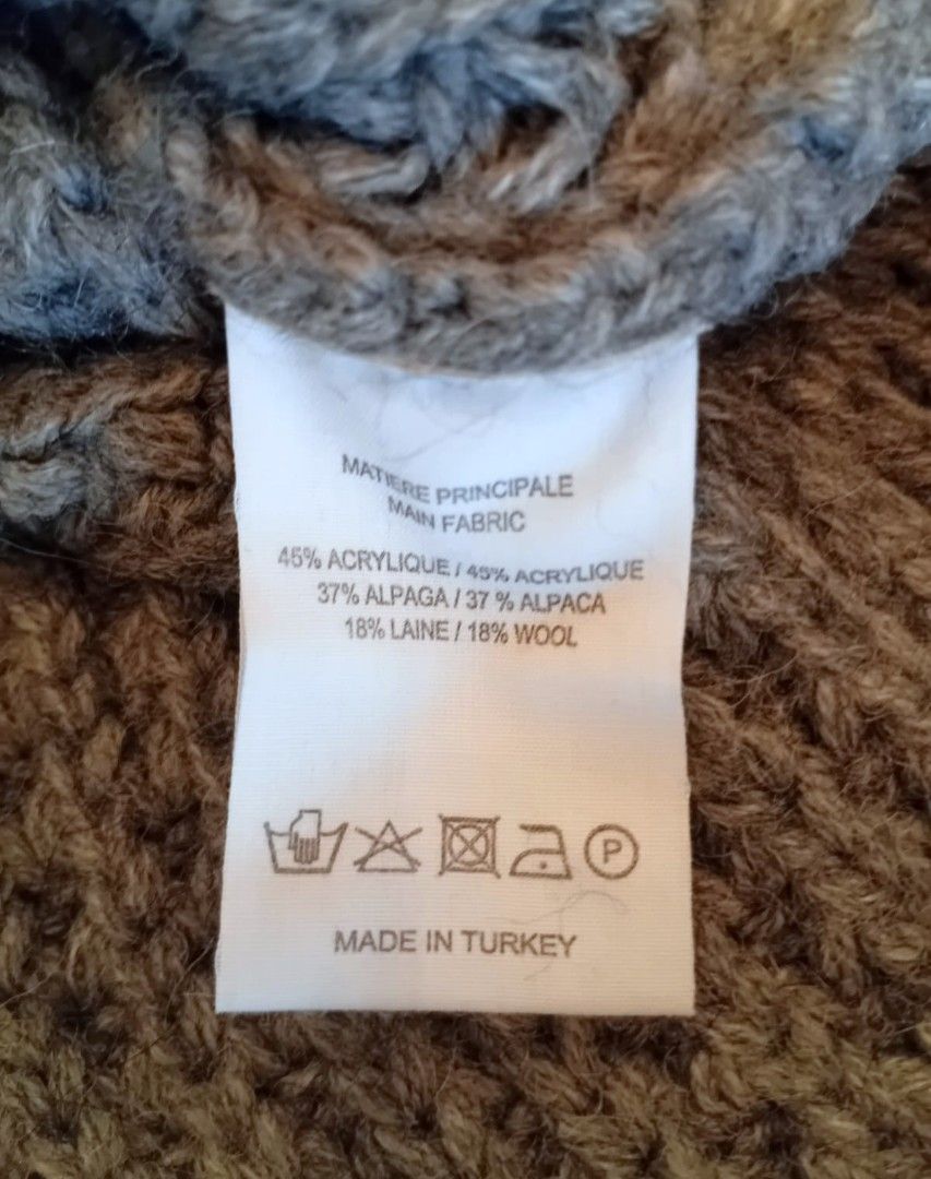 VANESSA BRUNO brand-new ATHÉ Gray Knit Cardigan (M) （分類：外套及戶外衣服）位於 Hong Kong。 由 jrtlover 提交（商品編號 1403115835，圖片 10）。簡介： VANESSA BRUNO brand-new ATHÉ Gray Knit Cardigan (M) - From Rue Madame - Features a unique textured knit design, super stylish - Double-breasted front with black buttons, turtleneck design - Two front pockets - Made of a blend of acrylic, alpaca, and wool - Size M - Brand-new。
