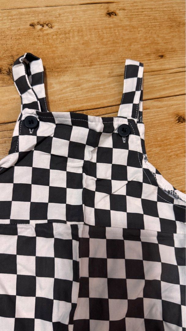 [18-24m] Shein Checkered Overalls/Dungarees (Category: Babies & Kids Fashion) located in Cabuyao City. Submitted by mamamara19 (Listing ID 1406047122, Image 2). Description: - Shein Checkered Overalls/Dungarees - Size: 18-24 months - Stylish black and white checkered pattern - Available for both boys and girls - Meetup locations: Solenad and Uptown Mall (Tuesdays only).