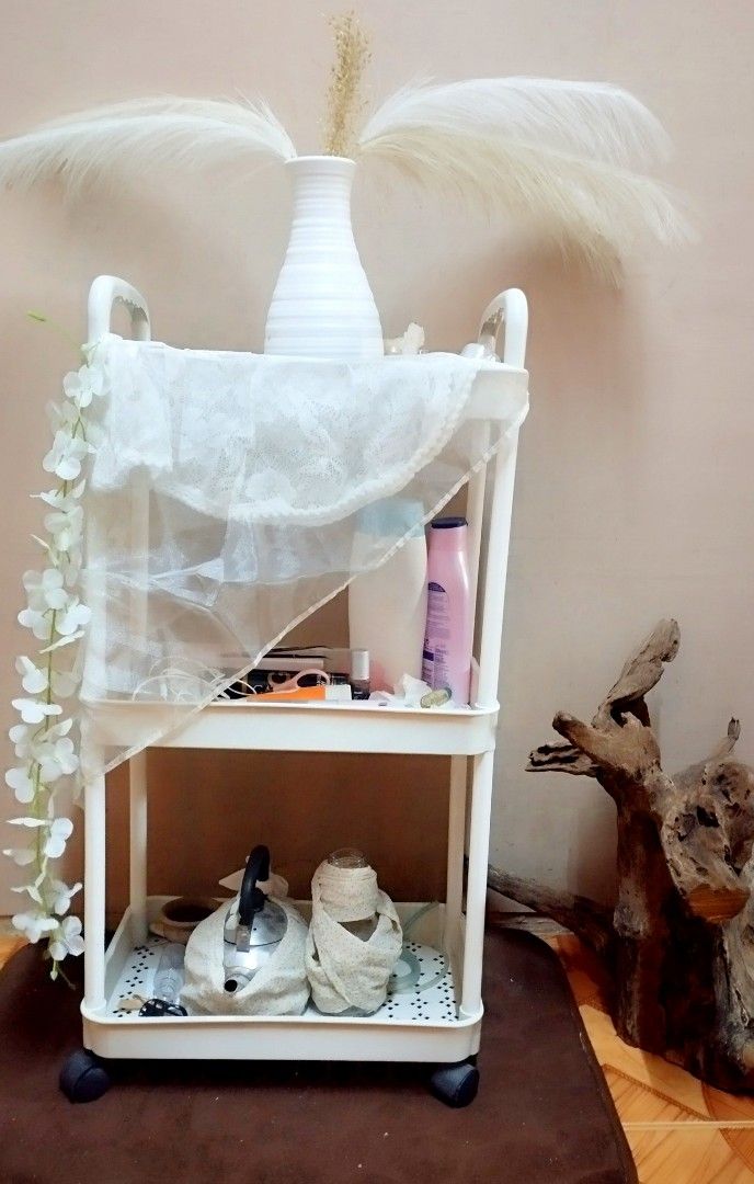 3 Layer Organizer - White (Category: Storage Boxes & Baskets) located in Mandaluyong City. Submitted by perfectfashion.mnl (Listing ID 1405961449, Image 1). Description: 3 Layer Organizer Moving Rack Shelf with wheels Display not included..