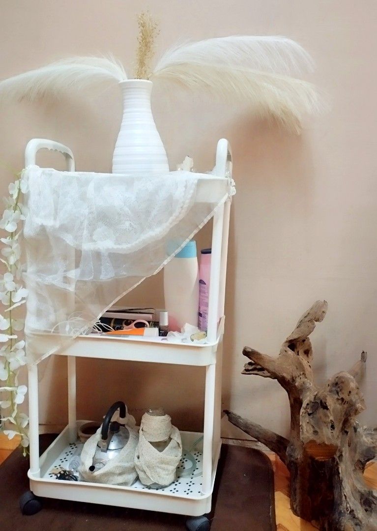 3 Layer Organizer - White (Category: Storage Boxes & Baskets) located in Mandaluyong City. Submitted by perfectfashion.mnl (Listing ID 1405961449, Image 3). Description: 3 Layer Organizer Moving Rack Shelf with wheels Display not included..
