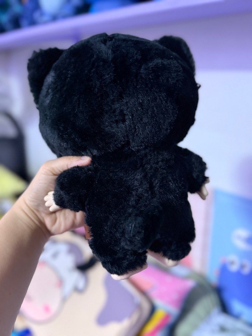 Baby Three 400 Black Cat Plush Toy (Category: Plushies & Soft Toys) located in Pasig City. Submitted by belowsrp_1729 (Listing ID 1406071865, Image 2). Description: - Unique bear plush toy - Black furry body - Cute face with expressive eyes - In a bear costume - White chest patch - Soft and huggable - Perfect for collectors or gifts Used as display only Crying eyes Authentic.