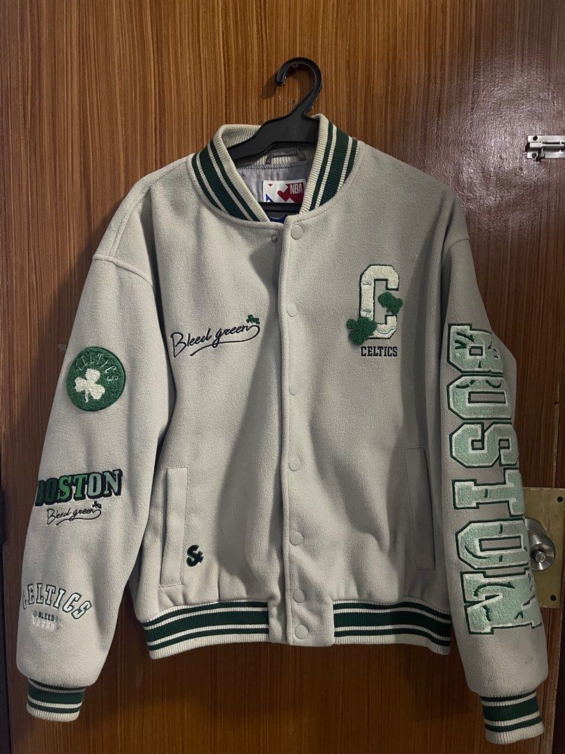 Boston Celtics Varsity Jacket by JACK & JONES x NBA (Category: Coats, Jackets and Outerwear) located in Caloocan City. Submitted by zealwolf-e82d (Listing ID 1406014945, Image 1). Description: FOR SALE: Boston Celtics Varsity Jacket by JACK & JONES x NBA ✅ Size: Small (Fits up to Medium) ✅ Material: Wool with carpet-style patches ✅ Design: Full embroidery – front, back, and sleeves ✅ Condition: Gently used, still with original NBA hangtag 🟢 Offi