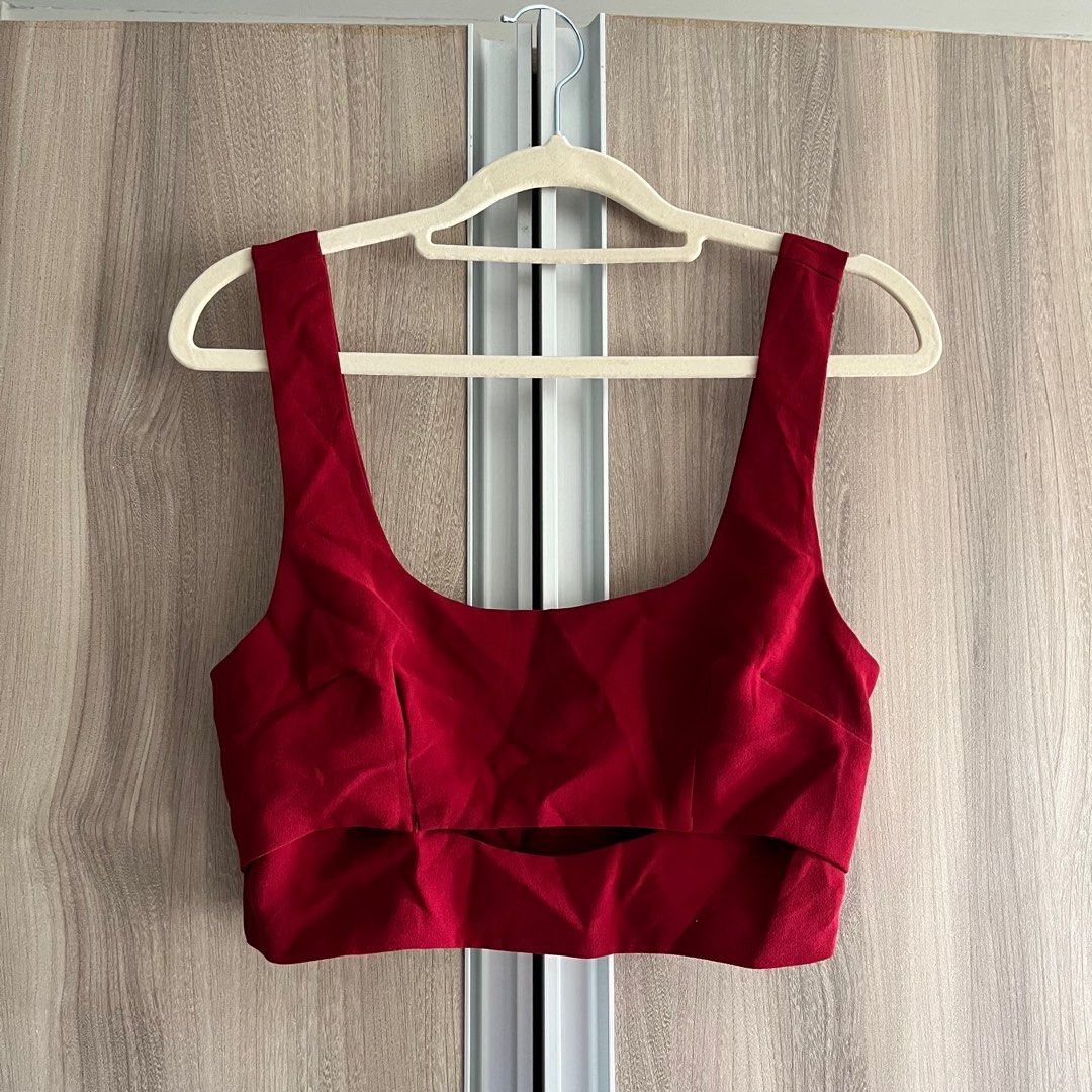 Glassons Red Crop Top (Category: Others Tops) located in Makati City. Submitted by 4635archives (Listing ID 1405947228, Image 1). Description: - Glassons crop top, vibrant red color - No design or texture just needs iron/steaming - Fits M, Size 8 - Unique waist cut-out design - Side zipper closure.