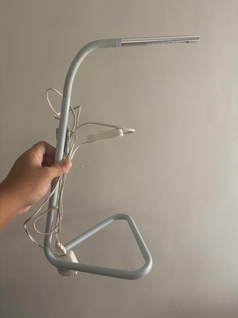 HÅRTE LED work lamp IKEA light blue/silver color (Category: Lighting) located in Quezon City. Submitted by wanderlostshop (Listing ID 1405909061, Image 1). Description: Built-in LED light source. LED life time approx. 25.000 hours. Light colour; warm white (3000 Kelvin). Easy to use in different places as you can power the lamp through the USB port on your computer or an ordinary power socket. You can easily direct the light up or down because th