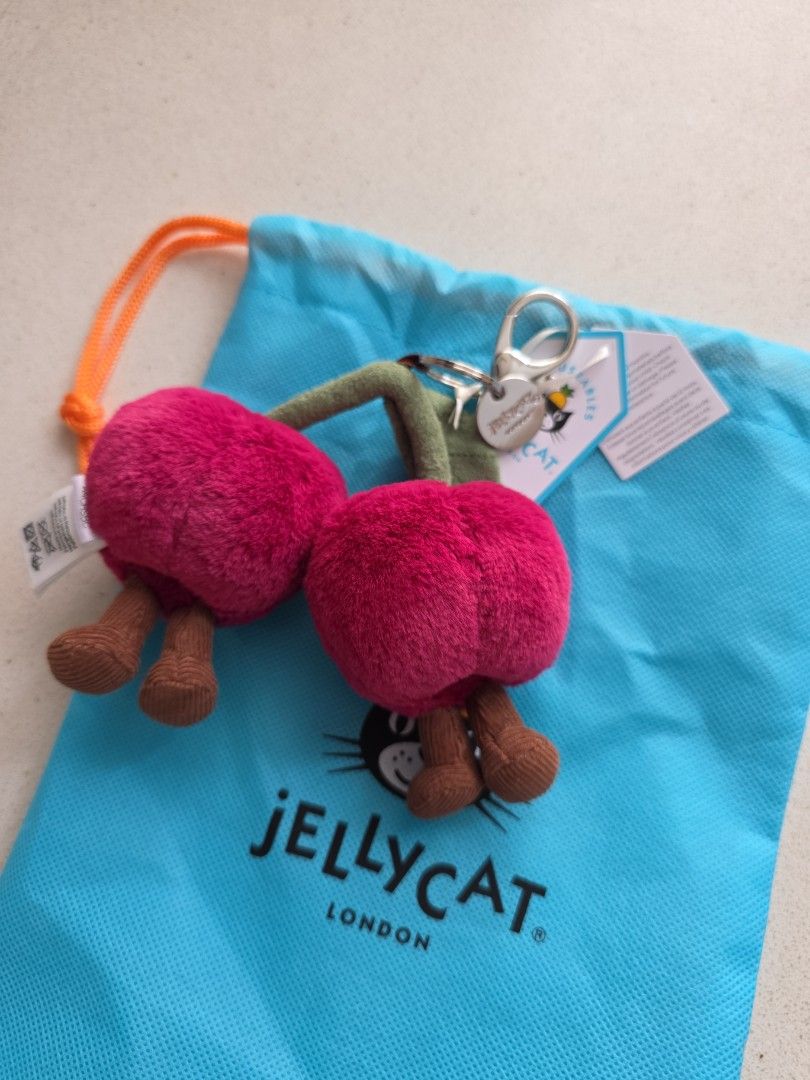 Jellycat Amuseable Jellycat Cherry Keychain - Brand New, Hobbies & Toys
