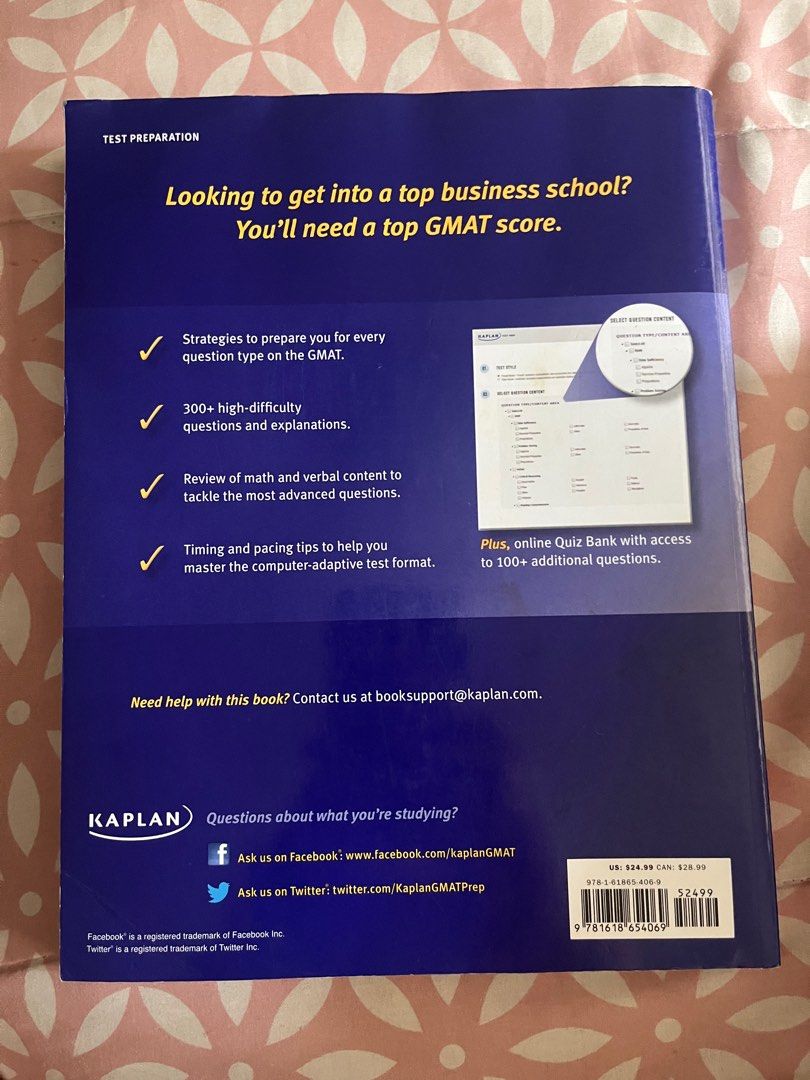 Kaplan GMAT 800 Ninth Edition Book + Online (Category: Textbooks) located in Mandaluyong City. Submitted by andiwears (Listing ID 1405948525, Image 2). Description: For GMAT prep- KAPLAN.