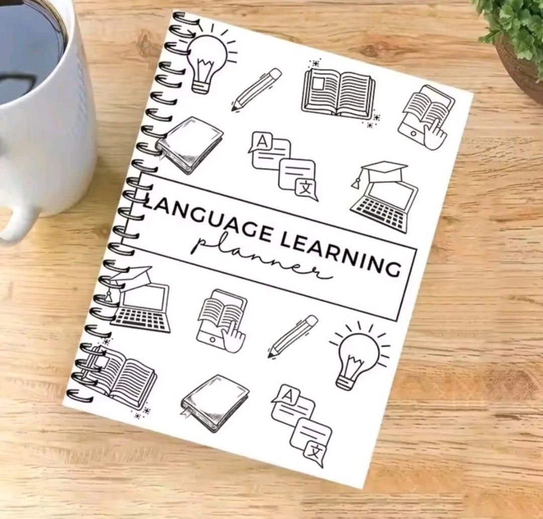 Language Learning Planner (Category: Stationery & School Supplies) located in Singapore. Submitted by fifalogyme (Listing ID 1406085490, Image 1). Description: Brand new language learning planner. It is spiral-bound and features a clean, minimalist design with various language-related illustrations. Perfect for organizing your language learning journey! Pre-order now Pre.