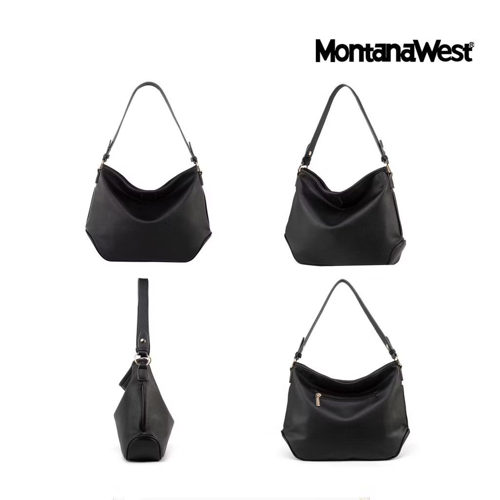 Montana West Black Shoulder bag (Category: Shoulder Bags) located in Mandaluyong City. Submitted by mfs0ng (Listing ID 1406073334, Image 1). Description: RFS: Decluttering rarely used bags. Used only once. Bought originally for 450. Still with stuffing and original dust bag and plastic case..