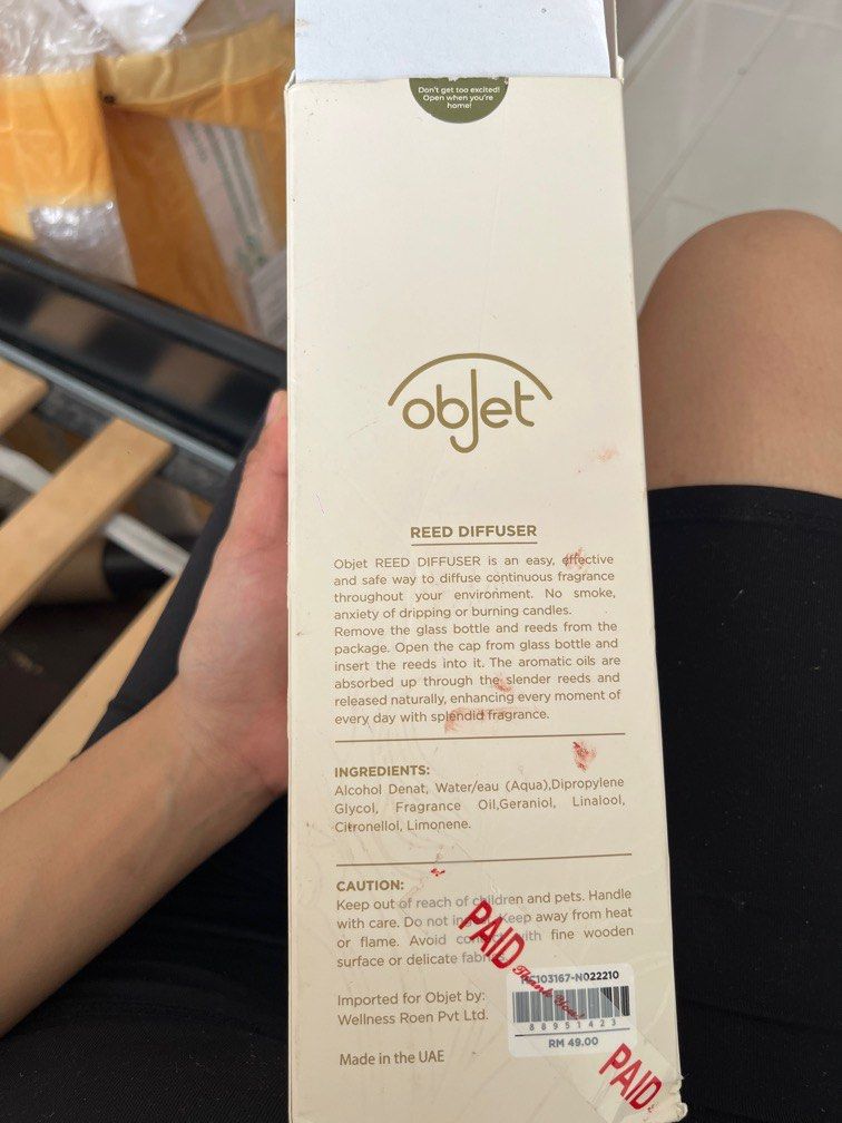 OBJET FORBIDDEN REED DIFFUSER (Category: Home Fragrance) located in Shah Alam. Submitted by byyukadavila (Listing ID 1405974806, Image 2). Description: Clearing my house. Bought long time ago. Sealed. .