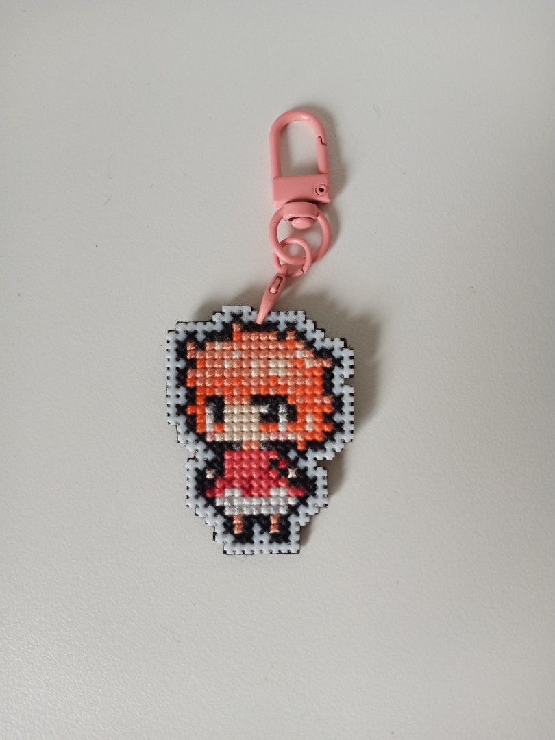 Ponyo Cross-Stitch Keychain (Category: Character Goods) located in Imus. Submitted by t0t3fairi3 (Listing ID 1405954248, Image 1). Description: Handmade cross-stitch keychain featuring Ponyo. It has a pink clasp for easy attachment to bags or keys. Perfect collection for Studio Ghibli Fans..