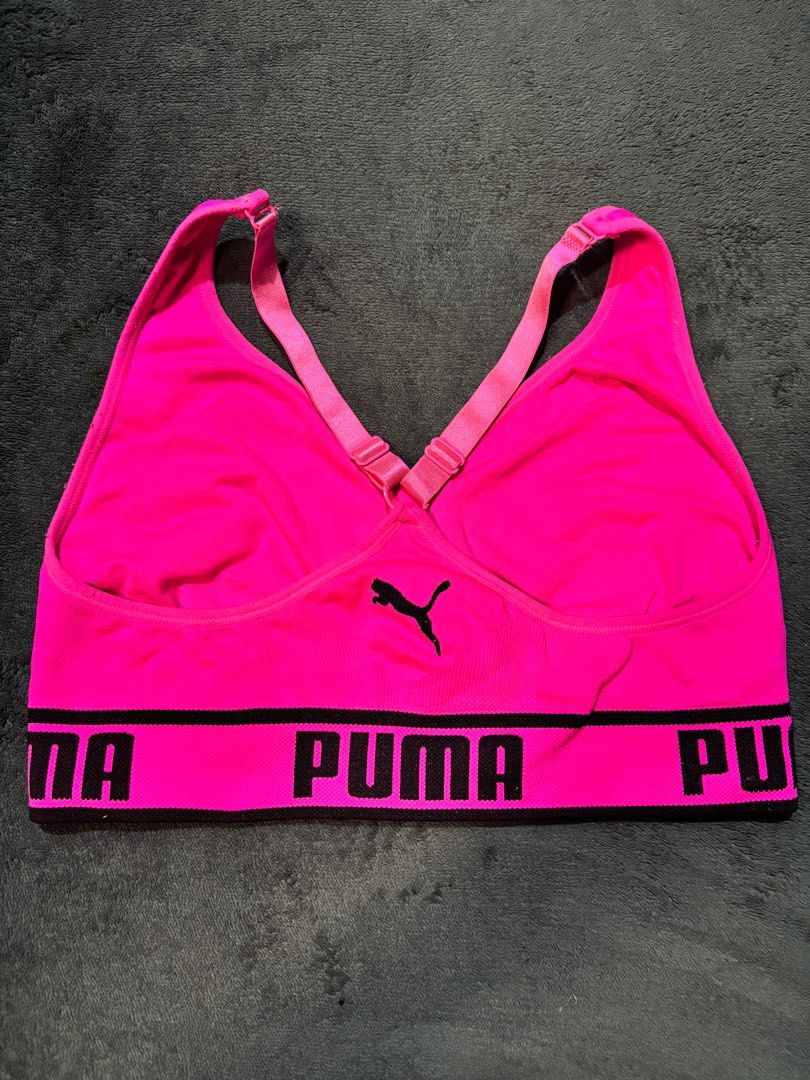 PUMA Sports Bra Pink (Category: Activewear) located in Rizal. Submitted by sherry_va (Listing ID 1405926063, Image 2). Description: 10/10 condition W: 12.5” Medium on tag can fit to small No pads With pad slot.