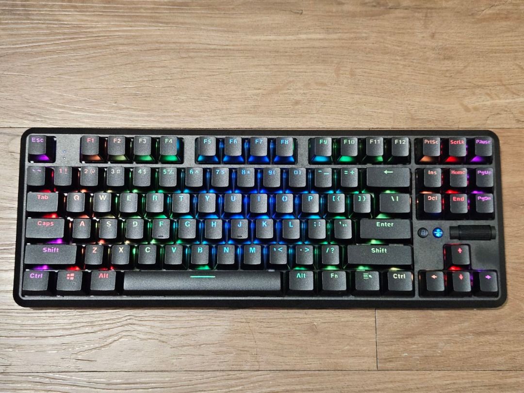 RAKK Lam-Ang Pro Mechanical Keyboard (Category: Computer Keyboard) located in Pasig City. Submitted by paoalabastro (Listing ID 1406070916, Image 1). Description: Quick specs: - wired and wireless (via BT) modes - 2000 mAh battery - RGB lighting - Kailh Box White switches - ABS double shot injection keycaps - fully modular - dedicated volume and brightness controls - 41 x 4.3 x 16 cm Inclusions: - 2 extra plate covers (white and gray) - USB type 