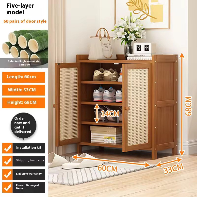 Shoe Cabinet Wooden Rattan Bamboo Wicker Shoe Cabinets | Apartment ...