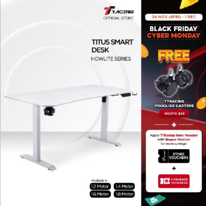 TT Racing Titus Smart Desk - Howlite Series, Furniture & Home Living ...