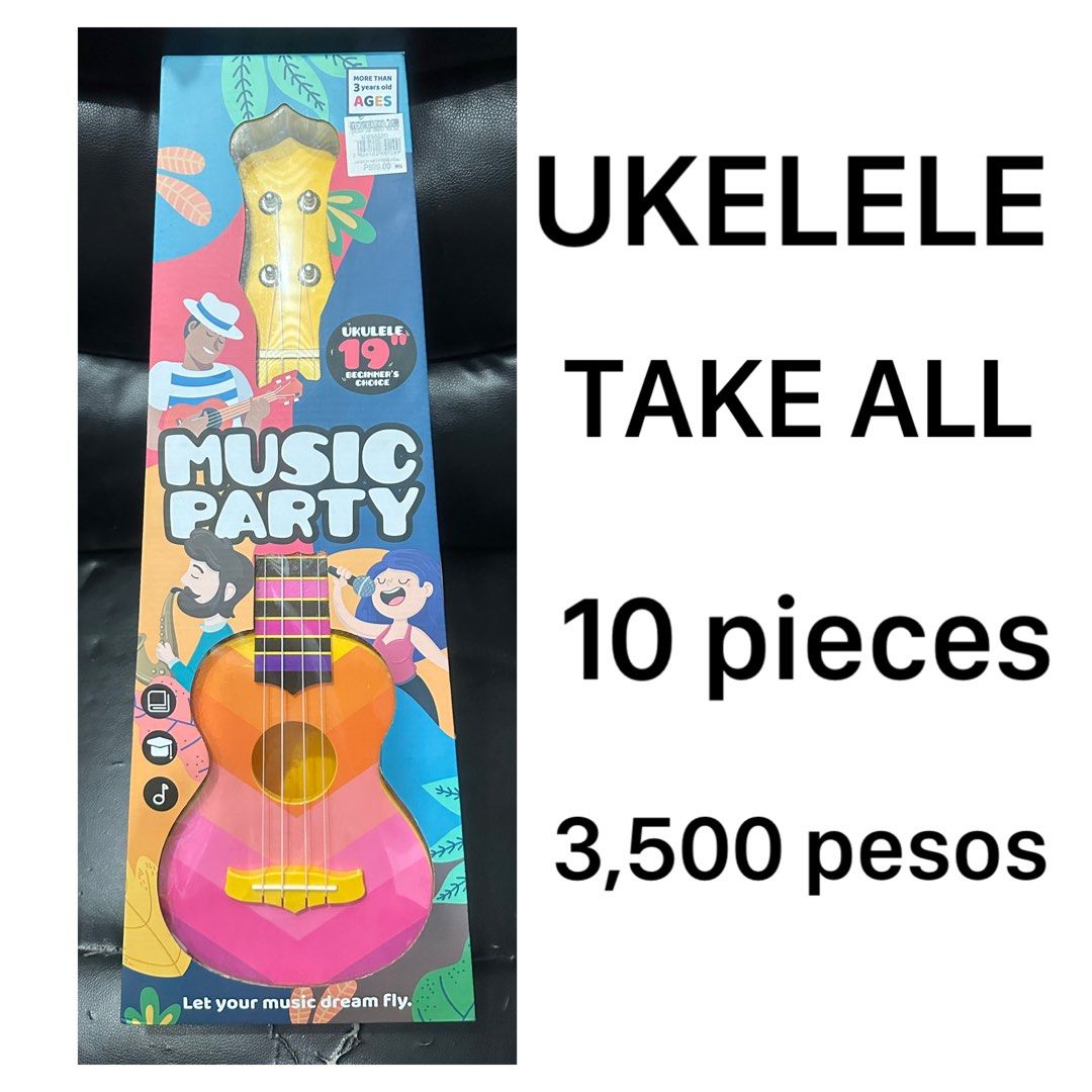 Ukelele TAKE ALL (Category: Musical Instruments) located in Manila. Submitted by kaelstoypalace (Listing ID 1405994610, Image 1). Description: 10 pcs for only 3,500 pesos.