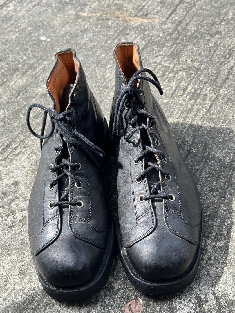 Vintage Leather Boots (Category: Boots) located in Quezon City. Submitted by nikoabl (Listing ID 1405393742, Image 2). Description: - Classic black leather boots - Lace-up design - Monkey Boots - Sturdy construction, vintage aesthetic - Size: 25 EE - Timeless style - Good Year Welted Repaired half sole.