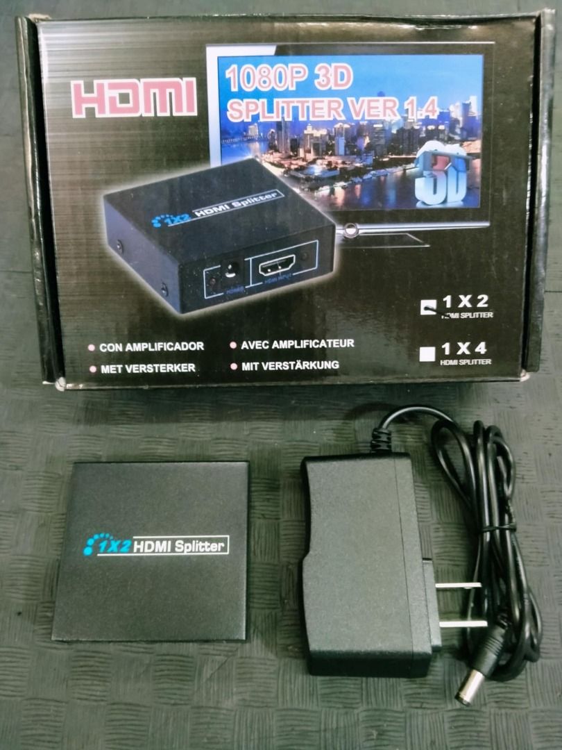 1x2 HDMI Splitter 1080P 3D Ver 1.4 (Category: Cables & Adaptors) located in Quezon City. Submitted by nearlink091613 (Listing ID 1406152928, Image 1). Description: FOR SALE! Reference : 1080P-3D HDMI Splitter 2 ports 1080P 3D Ver 1.4 - Input : HDMI 19pin - Output: HDMI 19pin - Max transmission speed 10.2Gbps - Resolution 480i, 4080P, 1080P, 720P - Support HDTV 1080P - HDCP compatible - Power consumption: 6W Max - Power supply: 6V DC, 2A - Dimensi