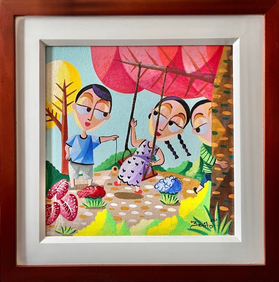 Playground Bonds - Jovan Benito (Category: Art & Prints) located in Taguig. Submitted by drybrushgallery (Listing ID 1406159375, Image 2). Description: Playground Bonds Jovan Benito, 2025 Oil on Canvas Artwork Dimension: 12" x 12" with Certificate of Authenticity PM FOR INQUIRY 0917 565 2917 .