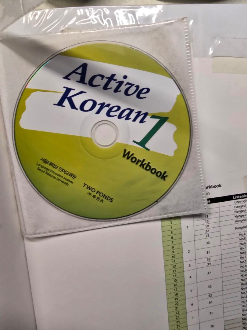 Active Korean 1 Textbook and Workbook (Category: Textbooks) located in San Pedro. Submitted by grennybellz (Listing ID 1406181726, Image 3). Description: - Active Korean 1 textbook and workbook set - Includes textbook, workbook, and CD - Perfect for Korean language learners - From Two Ponds.