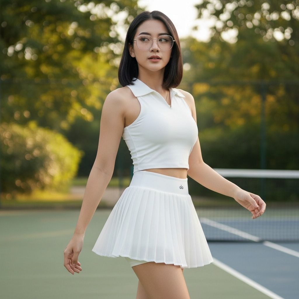 ALO Tennis Skort Original Authentic – Rok Tenis Lipit High Waist dengan ...