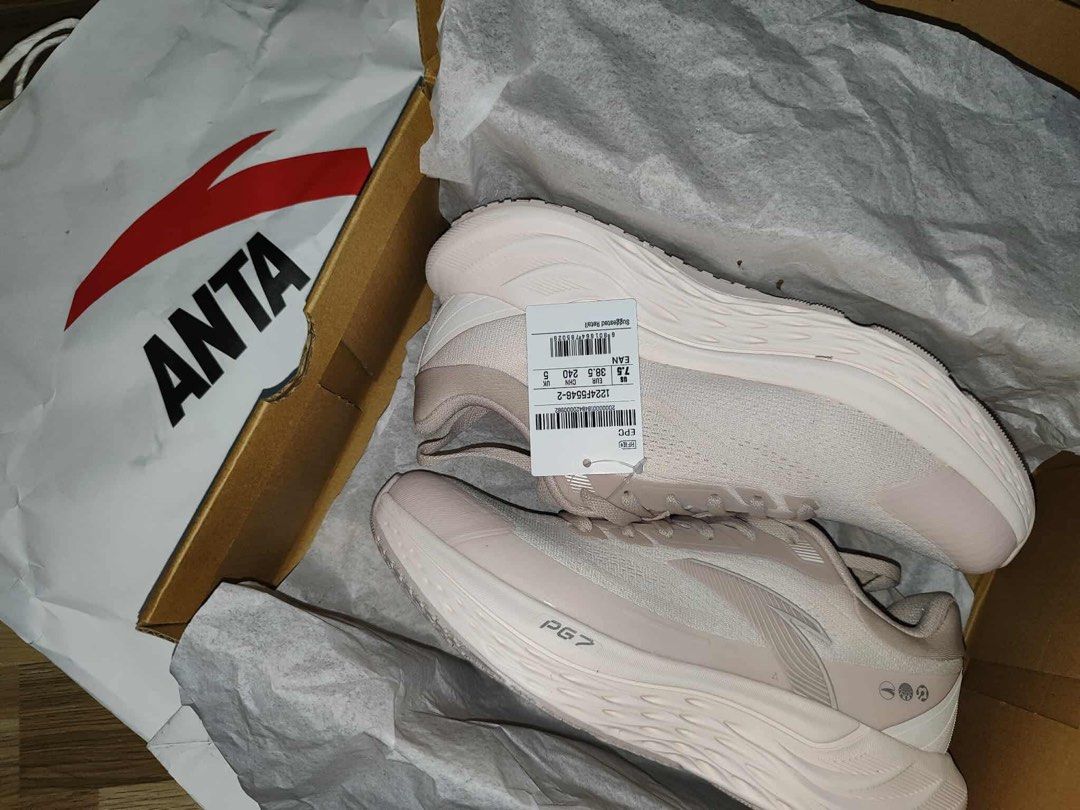 ANTA PG7 Running Shoes - Pink (Category: Sneakers) located in Quezon City. Submitted by erinescache (Listing ID 1406244241, Image 1). Description: - ANTA PG7 running shoes - Color: Pink - Size: US 7.5, UK 5, EUR 38.5 - Condition: Brand new, with original box and tags - Ideal for running and casual use - RFS: hindi nagagamit.