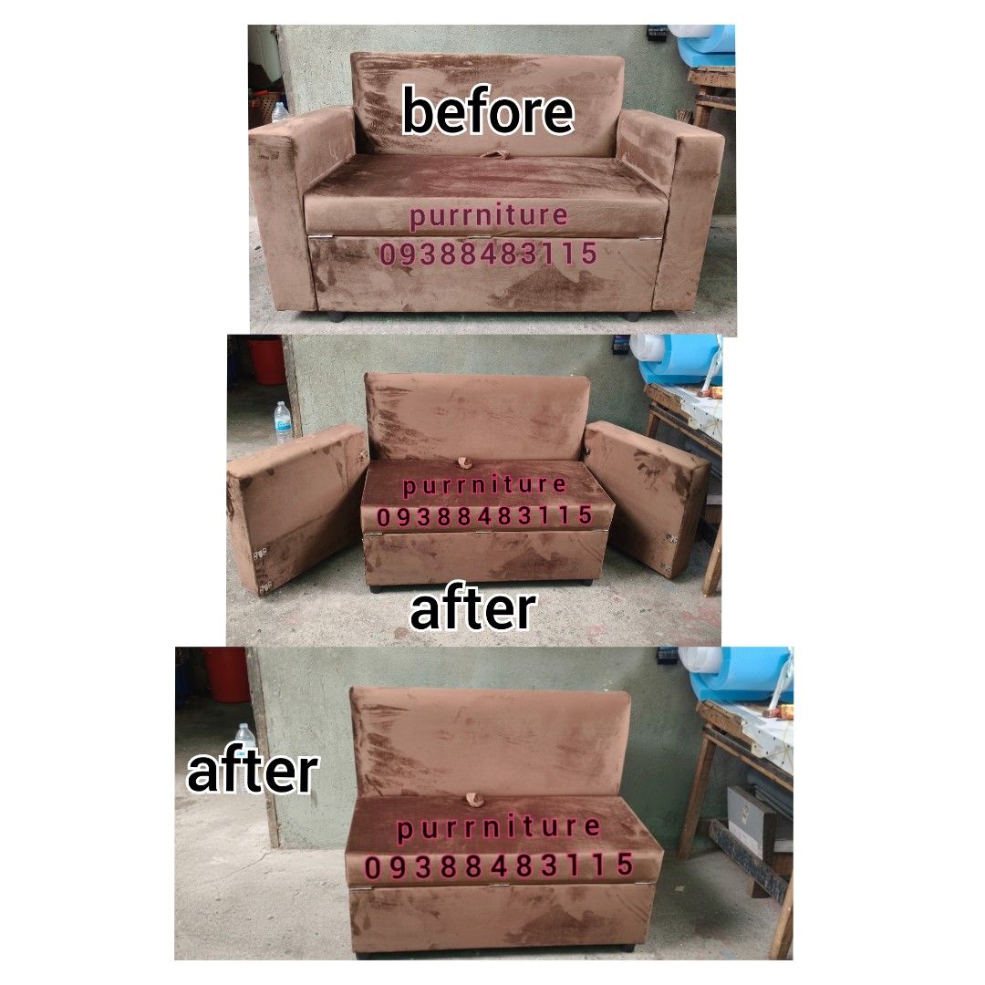 Brown Sofa Bed with Storage (Category: Sofas) located in Marikina City. Submitted by querrygonzaga30 (Listing ID 1406185124, Image 1). Description: MADE TO ORDER OUR FIRST DETACHABLE ARMREST 1 PC 40X16X16 OTTOMAN STORAGE 1 PC 50X24X16 SOFA WITH STORAGE Foam: 4 inches URATEX FOAM Material: SOFIA #2 - Brown sofa bed - Converts into a bed - Features pull-out storage - Made of soft, brown fabric - Includes armrests and backrest - Comes with a matchin