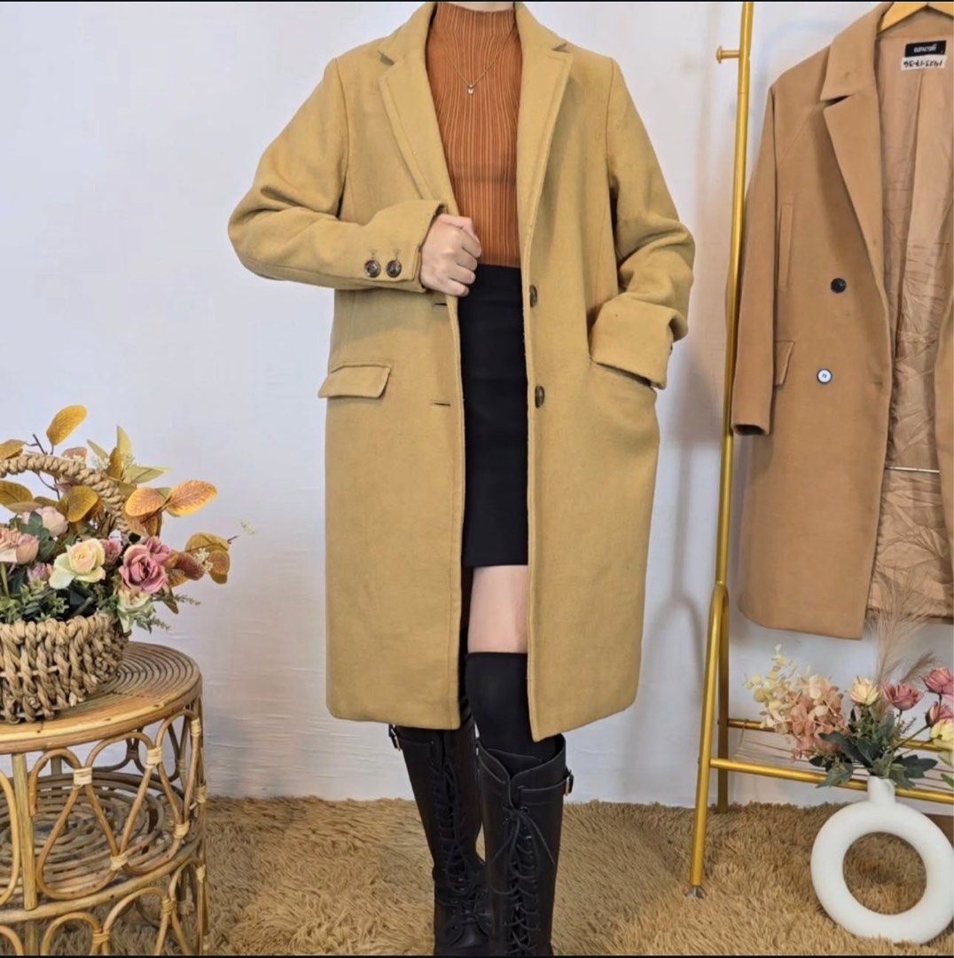 Camel Brown Winter or Autumn Wool Coat - Small to Medium (Category: Coats, Jackets and Outerwear) located in Quezon City. Submitted by doooaaashop (Listing ID 1406224764, Image 1). Description: BRAND: Lowrys Farm 🇯🇵 Japan - Classic camel coat - Premium Wool - Shoulder: 14” , Length: 34” - Button closure - Two front pockets - Long sleeves - Warm material - Suitable for cooler weather / winter - Versatile for various outfits.