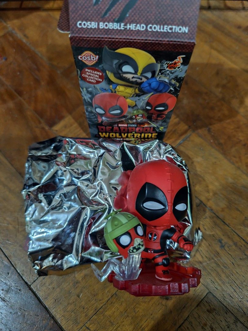 [Set] Cosbi Deadpool / Wolverine Blind Box (Category: Designer & Blind Box Toys) located in Pasig City. Submitted by eunts05 (Listing ID 1406242298, Image 2). Description: Available: Deadpool with Kidpool Sold: Deadpool with Babypool - Deadpool Cosbi Blind Box - Comes with the original box and packaging note: buyer shoulders delivery fee.