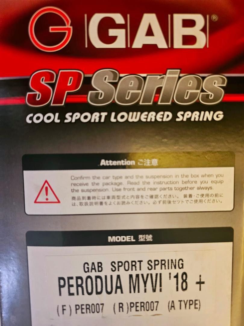 GAB Sport Spring for Perodua Myvi, Auto Accessories on Carousell