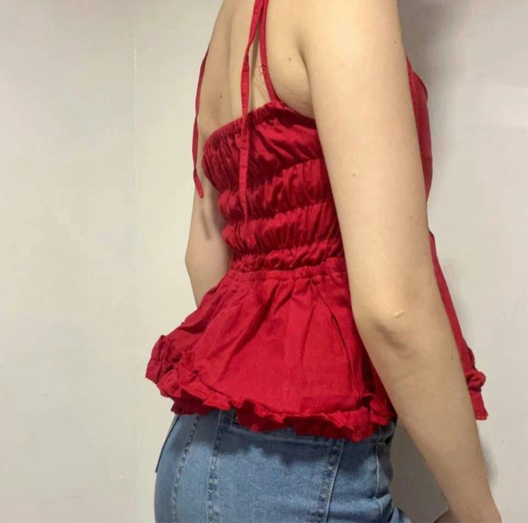 GIGI Self Tie Peplum (Category: Blouses) located in Manila. Submitted by iandeclothingline (Listing ID 1406111530, Image 2). Description: - Self tie - Smocking Back - Double Lined in Bust Area - XS-M: 30-36 Bust .