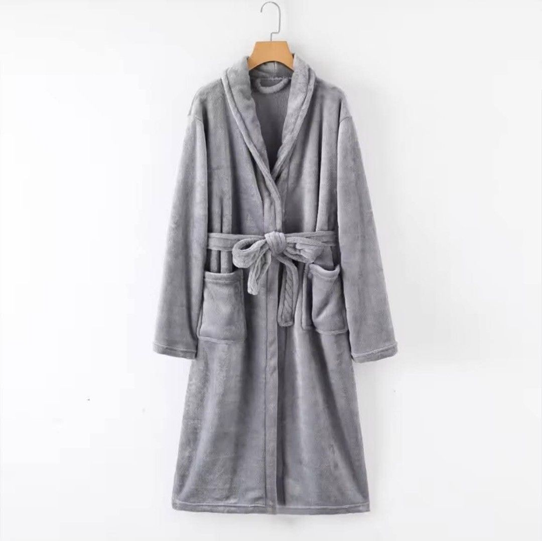 Grey Fleece Robe with Belt (Category: Undergarments & Loungewear) located in Baguio. Submitted by itsdesireeeee (Listing ID 1406257175, Image 1). Description: Soft Gray Robe — Fur/Velvet 🩶🤍 ₱500 each - Extra cozy! super soft fur. Brand new! 2 pcs. Available - Soft grey fleece robe - Shawl collar - Two front pockets - Matching belt - Designed for comfort and warmth - Packaged in a clear plastic bag - Ideal for home lounging.