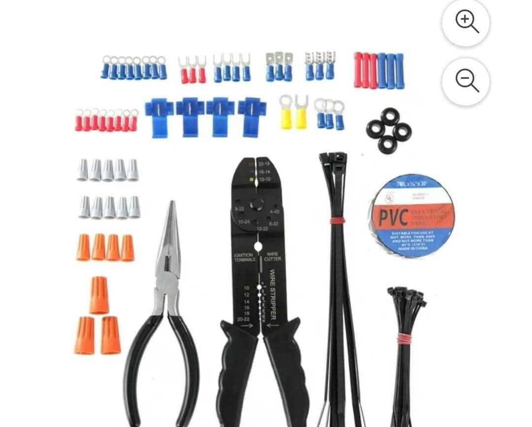 Hyper Tough 99-Piece Electrical Home Repair Kit (Category: Construction Tools & Equipment) located in Baguio. Submitted by itsdesireeeee (Listing ID 1406258128, Image 3). Description: - Hyper Tough Electrical Home Repair Kit Hypertough 🛠️🔧 99-piece electrical home repair kit Check photos for components Brandnew, well-sealed, shipped from USA ₱800 - Includes: - Wire Stripper - Pliers - Wire Connectors - Cable Ties - Electrical Tape - Ideal for v