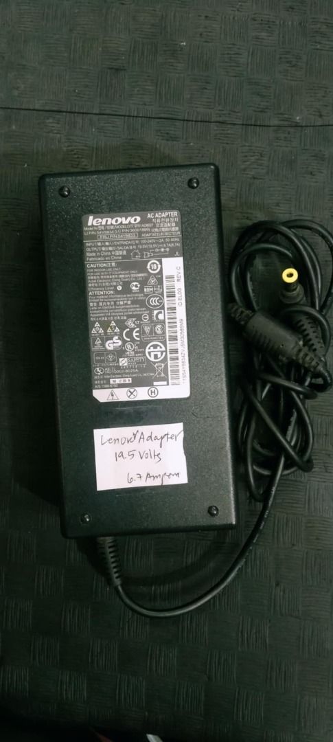 LENOVO 19.5V - 6.7A ADAPTOR (Category: Chargers) located in Quezon City. Submitted by nearlink091613 (Listing ID 1406168738, Image 3). Description: FOR SALE! LENOVO ADAPTER 19.5v-6.7A w/ 3Holes Power Cable - Genuine Lenovo laptop adapter - Includes adapter and power cable - Yellow-tipped connector - Ideal for replacing lost or damaged chargers - Inquire for details 1month Warranty/7days Replacement Void Physical Damage Visit @ Gilmore I.T Center 