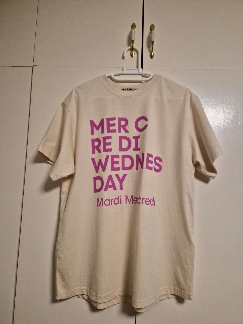MARDI MERCREDI TSHIRT DU MERCREDI (Category: Shirts) located in San Fernando. Submitted by ms.mlscloset (Listing ID 1406240761, Image 1). Description: •100% authentic or moneyback guarantee if proven fake •New Released •Purchased from Mardi Mercredi Store in South Korea •Size: One Size (fits upto Large frame) •Color: Butter Deep Pink •Worn once only •No damage or issue.