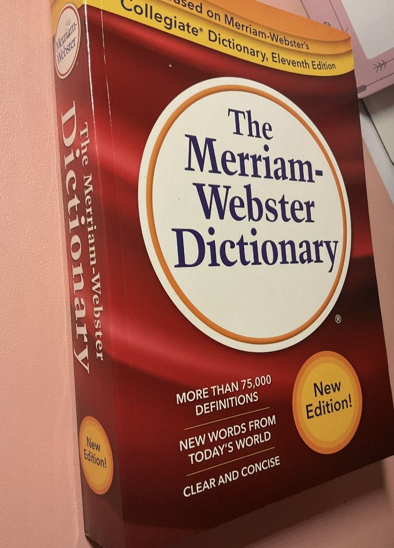 Merriam-Webster Dictionary - New Edition (Category: Textbooks) located in Quezon City. Submitted by reee_rei (Listing ID 1406240633, Image 2). Description: - Bought from NBS for 499 just this year - RFS: Not needed anymore, decluttering - selling at lower price if delivery option - price open for nego - Merriam-Webster's Collegiate Dictionary, Eleventh Edition - Over 75,000 clear and precise definitions - Includes over 8,000 usage examples - Feat